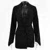 Women Wide Belt Slim Blazer Lapel Long Sleeve Office Lady Suit Coat 2023 Autumn High Street Cardigan Lace up Blazers