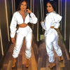 Women Windbreaker Set Reflective Two Piece Set Casual Hip Hop Jackets Night Light Clothes Long Pant Women Joggers Suit Sets