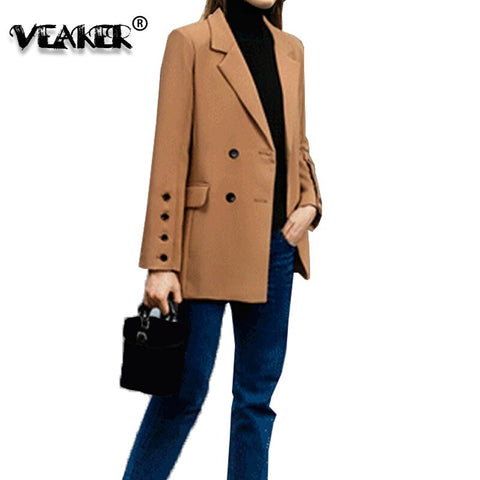 Women Winter Blazers Jacket 2023 medium Long Blazer Coat Office Lady Style Slim Fit Long Sleeves Lady Casual Suit XL