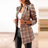 Women Winter Coat Double Breasted Plaid Printed Tweed Suit Coat Office Lady Blazer Atutumn Casual Slim Coat Jacket