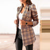 Women Winter Coat Double Breasted Plaid Printed Tweed Suit Coat Office Lady Blazer Atutumn Casual Slim Coat Jacket