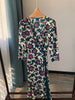 Women Wisteria Vine Print Short Dress 2023 Spring Three Quarter Sleeve One-piece Wrapped V-neck 100% Viscose Robe with Sashes