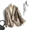 Women Wool Blazer 80%Wool 20%Poly Plaid Office Lady Blazer Single Button Two Pocket Jacket Spring Autumn Wool Coat Female K276