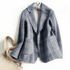 Women Wool Blazer 80%Wool 20%Poly Plaid Office Lady Blazer Single Button Two Pocket Jacket Spring Autumn Wool Coat Female K276