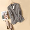 Women Wool Blazer 85%Wool 15%Poly Herringbone Office Lady Blazer Single Button Two Pocket Jacket Spring Autumn Wool Coat Female