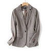 Women Wool Blazer 85%Wool 15%Poly Herringbone Office Lady Blazer Single Button Two Pocket Jacket Spring Autumn Wool Coat Female