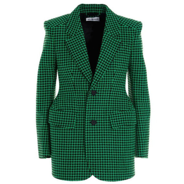Women Woolen Blazer Houndstooth Suit single-Breasted Waist Hugging Ladies Jackets Office Autumn Winter Blazer Elegant