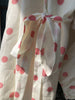 Women Wrap V-Neck Mini Dress 100% Linen Dot Print Lady Short Sleeve Slim Waist Holiday Short Dresses