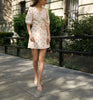 Women Wrap V-Neck Mini Dress 100% Linen Dot Print Lady Short Sleeve Slim Waist Holiday Short Dresses