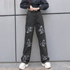 Women Y2k Butterfly Printed Jeans High Waist Loose Wide Leg Denim Pants Casual Baggy Straight Trousers 90s Streetwear