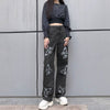 Women Y2k Butterfly Printed Jeans High Waist Loose Wide Leg Denim Pants Casual Baggy Straight Trousers 90s Streetwear