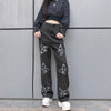 Women Y2k Butterfly Printed Jeans High Waist Loose Wide Leg Denim Pants Casual Baggy Straight Trousers 90s Streetwear