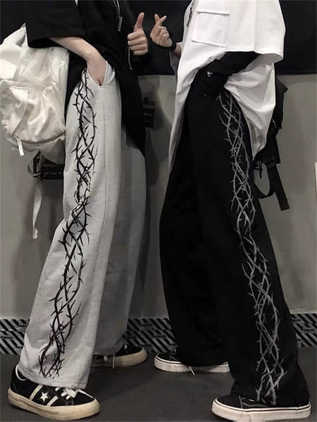 Women Y2k Vintage Bottoms Pants Loose Punk Couples Harajuku Streetwear Hip Hop Goth Sweatpants Korean Wide Leg Trousers