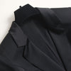 Women black satin blazer suit belted outerwear spring 2022 office elastic waist pleated long skirts elegant two piece outfits
