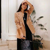 Women chic khaki blazer pockets double breasted long sleeve office wear coat solid female casual outerwear tops