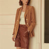 Women chic khaki blazer pockets double breasted long sleeve office wear coat solid female casual outerwear tops