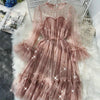 Women dress Stars Sequined Mesh Shiny Fairy Dress Women Elegant Bling Gauze Princess Puff Dresses Actual Photo Of Long Dress