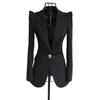 Women elegant office lady black one button blazer shrug shoulder slim twill blazers autumn spring