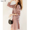Women's 2-Piece Skirt Suit Autumn Knitted Long Sleeve Graceful Jacket Commuter Cardigan Overskirt Women Elegant Two-Piece Dress