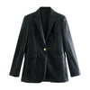 Women's 2022 Spring and Autumn Solid Color Imitation Leather Blazer Long Sleeve Slim Button Pocket Blazers and Suits