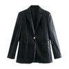 Women's 2022 Spring and Autumn Solid Color Imitation Leather Blazer Long Sleeve Slim Button Pocket Blazers and Suits