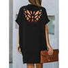 Women's 2022 summer loose butterfly hollow solid dress