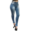 Women's 2022 summer pencil high-waist elastic ripped jeans skinny jeans woman