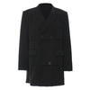 Women's 2023 autumn street time personality button grass green truncation layered mid-length loose suit jacket