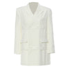 Women's 2023 autumn street time personality button grass green truncation layered mid-length loose suit jacket