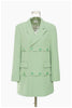 Women's 2023 autumn street time personality button grass green truncation layered mid-length loose suit jacket