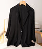 Women's 95% Mulberry Silk 5% Spandex 19 momme Black White One Button Blazer Jacket office work M L XL JN647