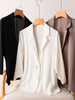 Women's 95% Mulberry Silk 5% Spandex 19 momme Black White One Button Blazer Jacket office work M L XL JN647