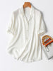 Women's 95% Mulberry Silk 5% Spandex 20 momme Heavy Silk Solid White Buttons Down Short Sleeve Top Shirt Blouse L XL XXL MM542