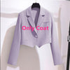 Women's Autumn Purple Blazer Sling Skirt Two Piece Suit 2023 Casual Professional Wear Korean Elegant Suit Dress Set