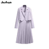 Women's Autumn Purple Blazer Sling Skirt Two Piece Suit 2023 Casual Professional Wear Korean Elegant Suit Dress Set
