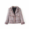 Women's Autumn Casual Chic Retro Lapel Slim Fit Long Sleeve Small Fragrance Tweed Handmade Tassel Blazer y2kMujer