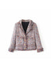 Women's Autumn Casual Chic Retro Lapel Slim Fit Long Sleeve Small Fragrance Tweed Handmade Tassel Blazer y2kMujer