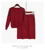 Women's Autumn Winter clothes knitted sweater skirts suits Female embroidery long sleeve tops and Skirt 2 piece sets NS135