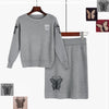 Women's Autumn Winter clothes knitted sweater skirts suits Female embroidery long sleeve tops and Skirt 2 piece sets NS135
