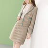 Women's Autumn Wool Blends Blazer Skirts Two Piece Dress Set Korean Lady Graceful Slim Jacket Skirt Outfits Elegant Clothing