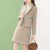 Women's Autumn Wool Blends Blazer Skirts Two Piece Dress Set Korean Lady Graceful Slim Jacket Skirt Outfits Elegant Clothing