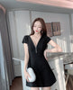 Women's Autumn and Winter Dress Sexy V-neck Temperament Low-Cut Slimming Nightclub Workwear
