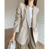Women's Beige Long Sleeve Jacket Blazer 2023 Autumn Casual  Korean Style Loose Blazers Femal Clothing