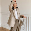 Women's Beige Long Sleeve Jacket Blazer 2023 Autumn Casual  Korean Style Loose Blazers Femal Clothing