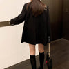 Women's Black Blazer 2023 Spring Autumn Korean Loose Chain Female Suit Jackets Long Sleeves Casual Coat
