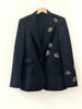 Women's Black Single Button Blazer Floral Rhinestones Long-sleeved 2023 Autumn Winter Office Lady Suit Coat