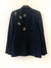 Women's Black Single Button Blazer Floral Rhinestones Long-sleeved 2023 Autumn Winter Office Lady Suit Coat