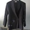 Women's Black Suit Coat Back Floral Rhinestone Skull Autumn 2023 Single Breasted Office Lady Blazers
