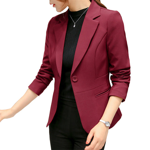 Women's Blazer 2023 Red Long Sleeve Blazers Pockets Jackets Coat Slim Office Lady Jacket Female Tops Suit Blazer Femme Jackets