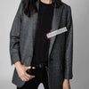 Women's Blazer 2023 Fall Casual Check Print Slim Fit Professional Women's Jacket Wool Blend Jacket